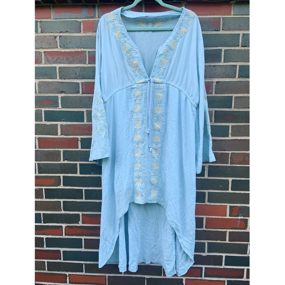 Light blue cotton embroidered dress